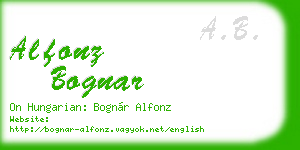 alfonz bognar business card