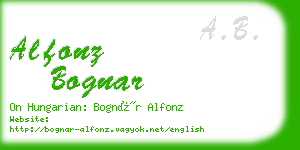 alfonz bognar business card